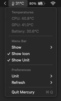 Mercury temperature monitor